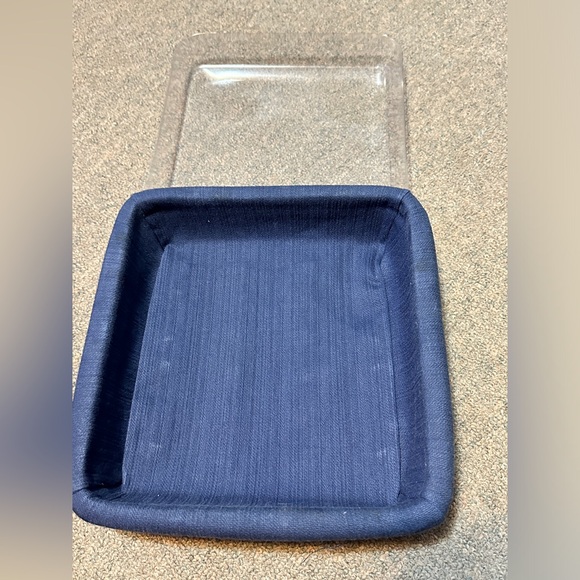 TASKETS RENAISSANCE BASKET w Blue Cloth Fabric/Clear Vinyl Protector 9.5” - Picture 10 of 11